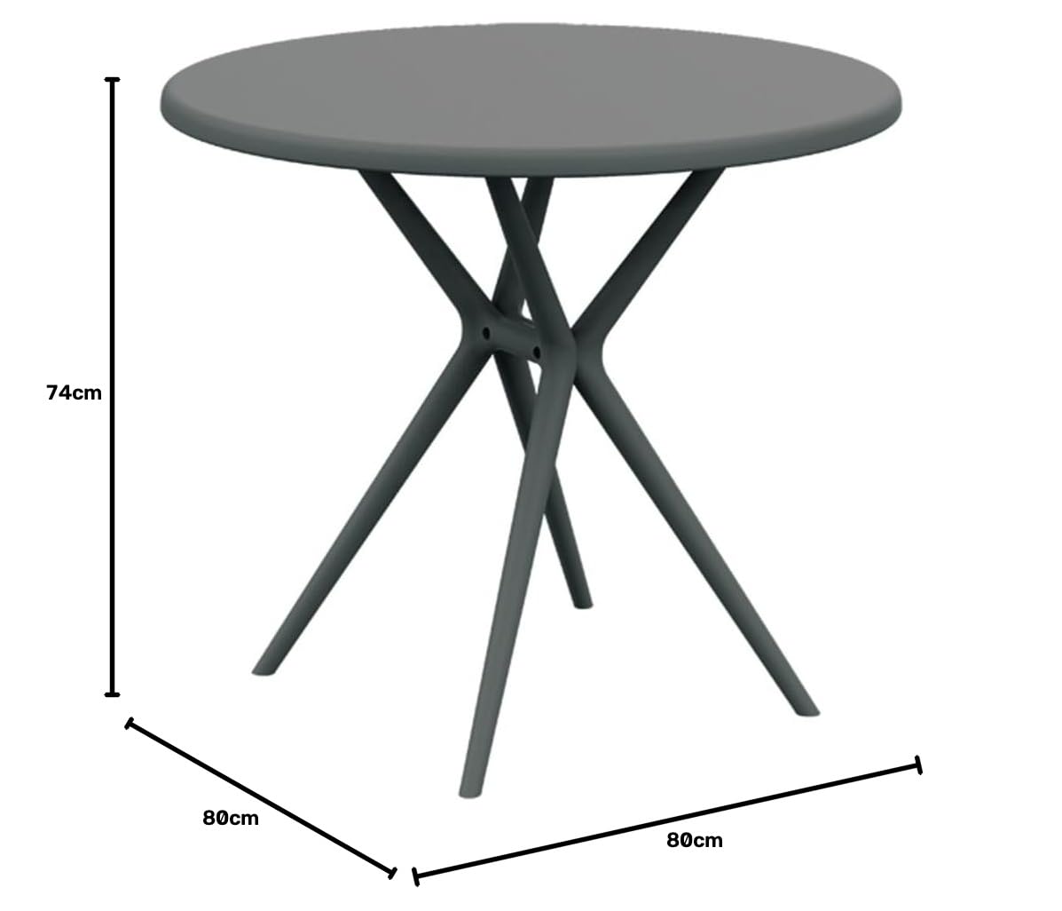 VERDELOOK | Tavolo Rotondo Marbella Tortora Ø80 H74 cm, Tavolo da Giardino con Piano in Polistirene e Gambe in Polipropilene, Tavolo per Interni ed Esterni