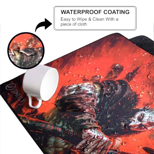Image of Action Warrior Theme Gaming Mouse Pad, Large Desk Mat 58.5 x 28 cm, Extended Washable Mousepad, Desk Pad, 2mm Thick Non-Slip Rubber Base, Stitched Edges, Smooth Surface (Multicolour)