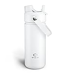 ENCOOL Insulated Water Bottle with Straw Stainless Steel Water Bottle, Leak-Proof, BPA-Free, Double Wall Vacuum Keeps Cold for 24 Hours for Sports, Travel, School (18 oz, Polar White)
