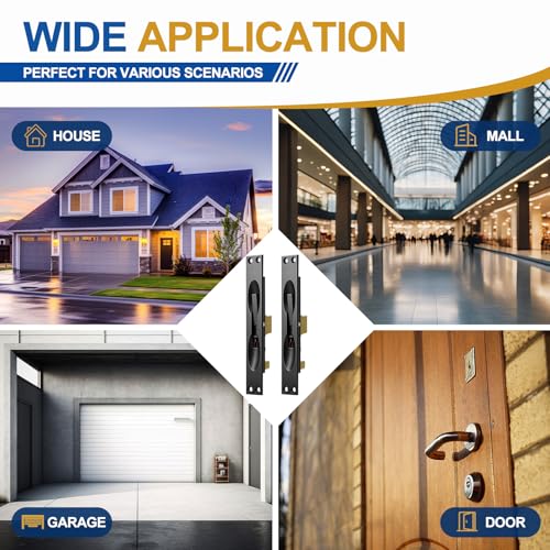Image of Blulu 2 Pcs Solid Brass Extension Flush Bolt with Rod 12 Inch, 1 inch W x 6-3 /4 inch H Flush Bolt for Fire Swinging Hollow Metal Doors & Double Doors, Black