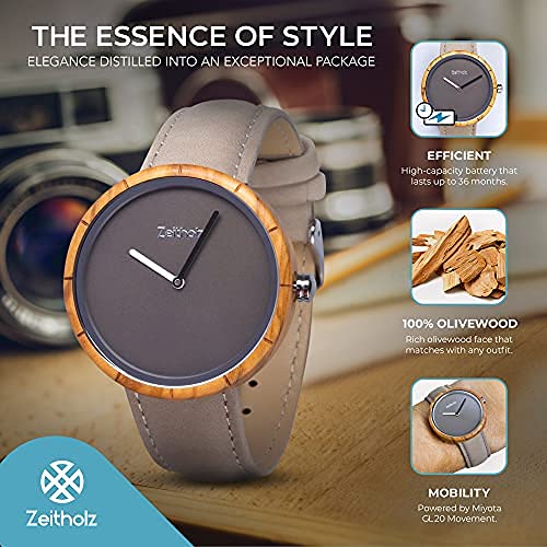Zeitholz Unisex Wooden Watch - Sebnitz Model, Handmade from 100% Natural Olivewood with Quartz Movement - Lightweight Analog Wooden Watch for Men and Women - Adjustable Band Fits Any Wrist4
