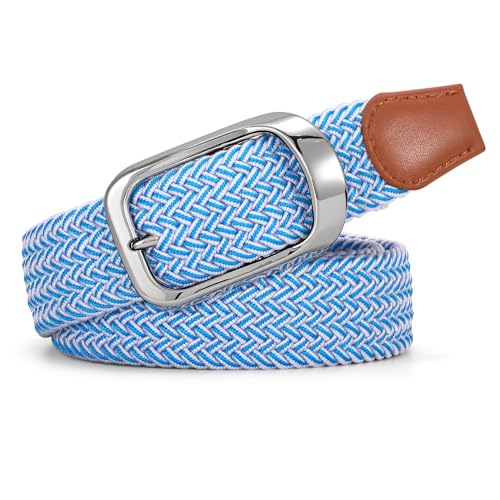 Image of JASGOOD Stretch Belt for Men, Men Women Elastic Woven Braided Belt 1 3 /8 Casual Belt Golf Belt for Jeans Pants