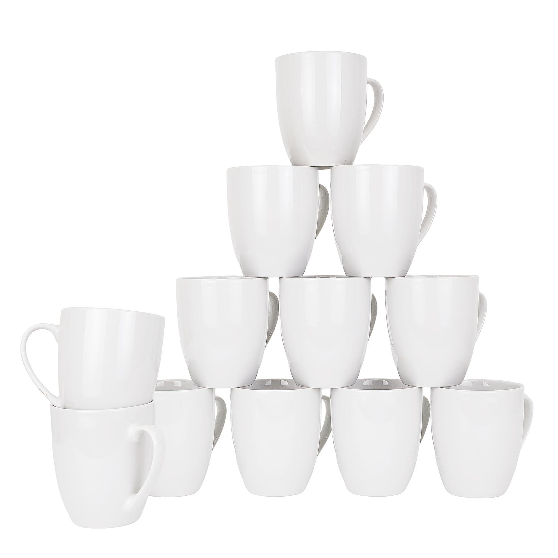 simpa White Porcelain Classic Mugs - Set of 12