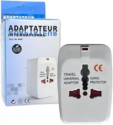 Kit 2 Adaptador Universal de Tomada para Viagem 3 Pinos +150 Países Europa, EUA, UK, Ásia, AU, JP Bivolt 110V/220V com Trava de Segurança Compacto e Portátil Linha Premium