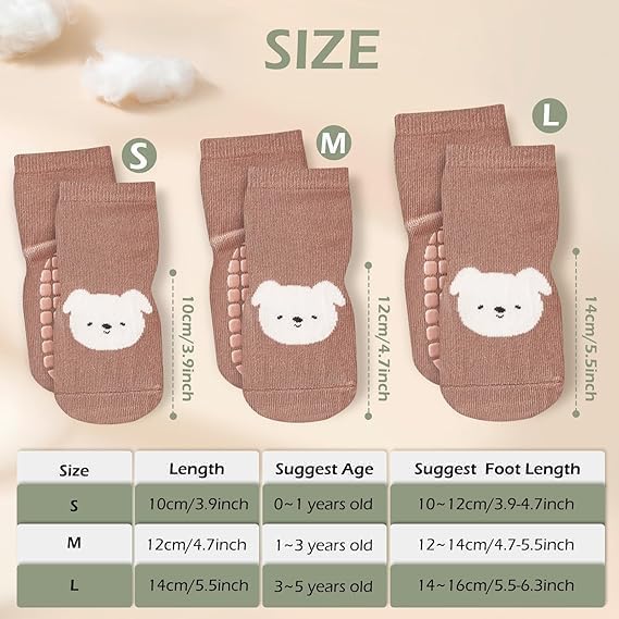 ZINLEY Baby Anti-Slip Cartoon Socks for Boys & Girls | Soft Cotton Non-Skid Socks with Grips for Infants & Toddlers | Breathable, Stretchable, Cute Animal Printed Baby Footwear (Cat Socks) 1