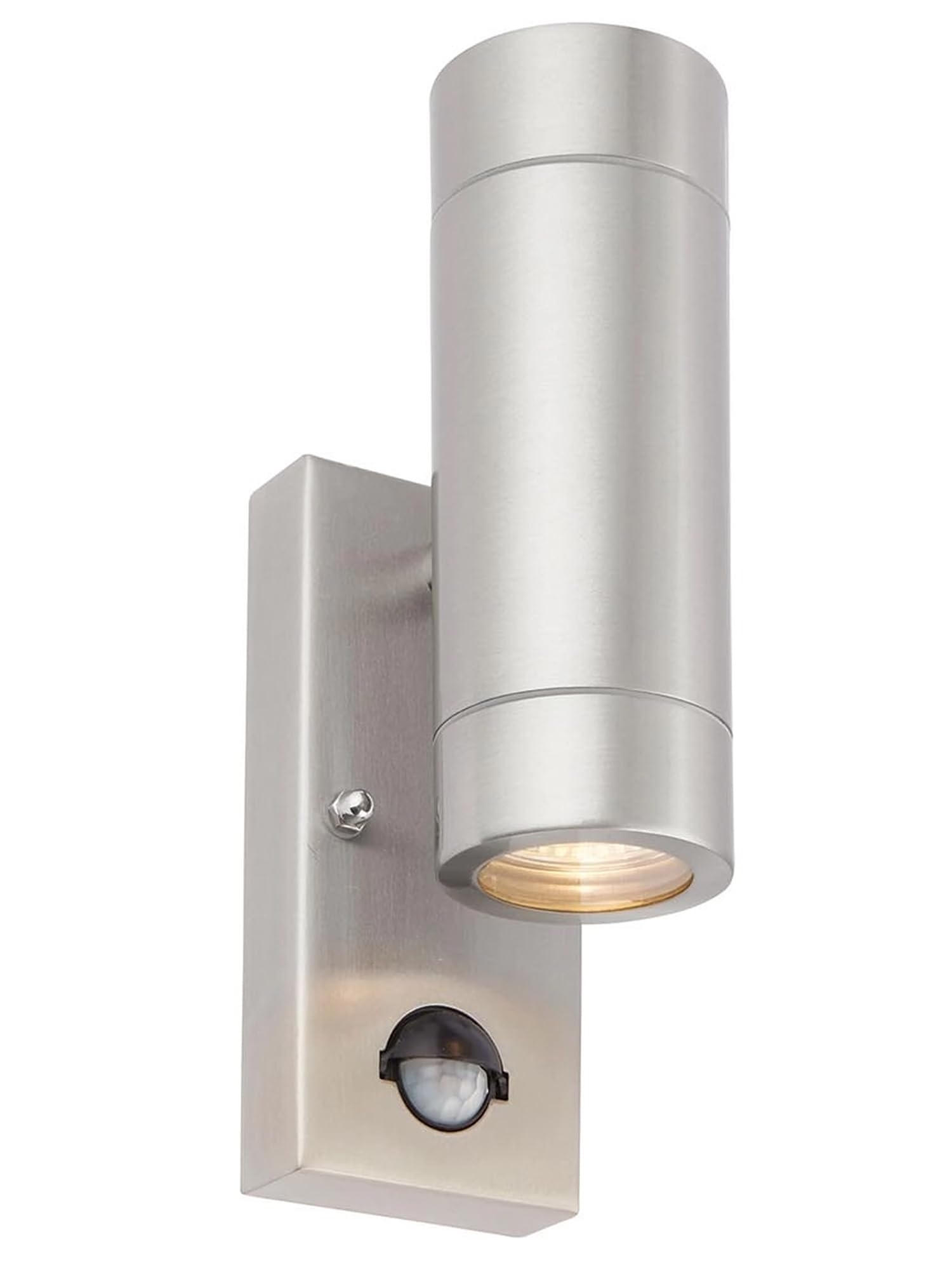National Lighting Atlantis Marine Grade Stainless Steel Up/Down External Outdoor Security PIR Motion Detector GU10 Wall Light IP44 Rated Front Door Light Outside Lights with PIR Sensor