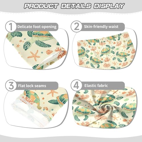 Girls Leggings Soft Toddler Ankle Length Bottoms Sea Turtle Kids Dance Yoga Pants 4-10 Years3