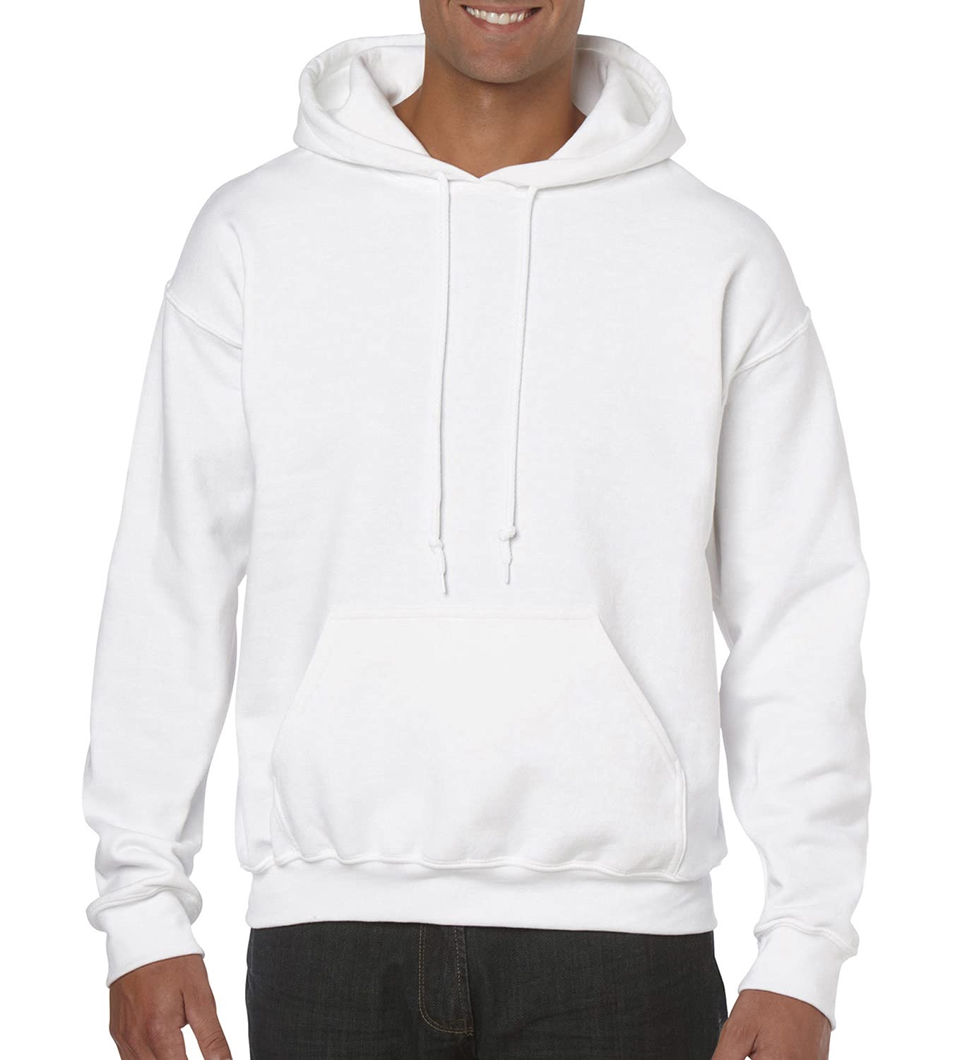 Gildan Men's Adult Hooded 18500 Long Sleeve Hoodie, White, Medium