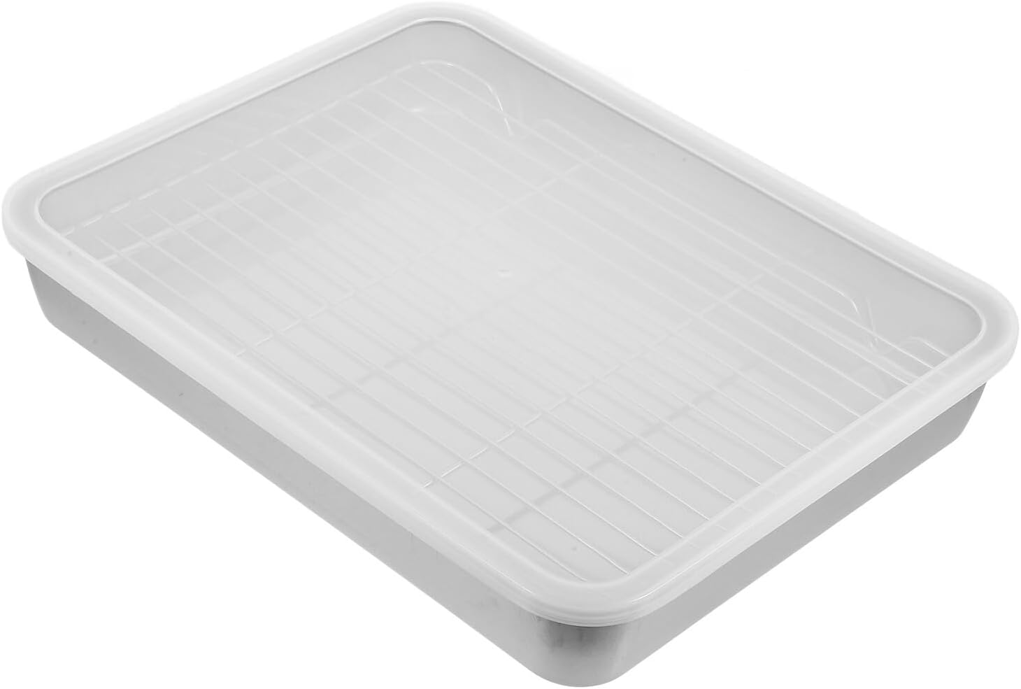 Stainless Steel Rectangular Roasting Pan with Drip Tray and Rack 31x24x5cm Oven Baking Tray Universal Barbecue Pan for Cooking and Roasting