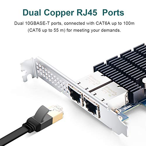 10Gb PCI-E Network Card X550-2T, Dual RJ45 Copper Port CNA for PC with Low Bracket, 10G PCI Express NIC Support Windows Server
