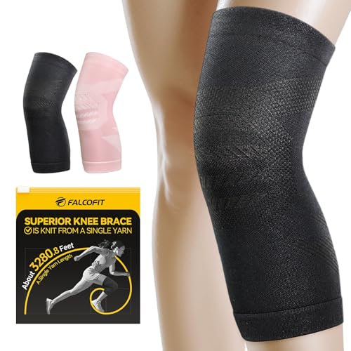 FALCOFIT Knee Brace For Women & Men – Premium Knee Compression Sleeve for Knee Pain Relief, Arthritis Support, Swelling Reduction, Running, Workouts, and Meniscus Tear Recovery - Knee Support 1 Pack