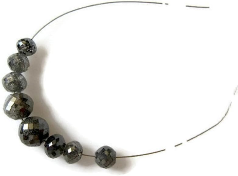 4 Pieces 3mm to 4.5mm Salt and Pepper Round Ball Shaped Grey Black Faceted Diamond Beads, Natural Raw Rough Diamond Beads, DDS496/13