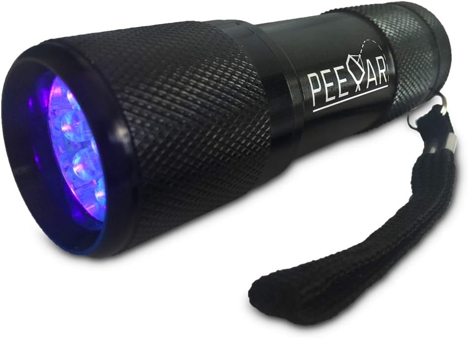 Pet Urine Detector 365NM Black Light Flashlight: PeeDar - Precision UV LED Pee Finder Tool. Locate Cat/Dog/Animal Stains. Uses: Hotel Inspection, Security Marks. 365NM–370NM Finds Invisible Urine Fast