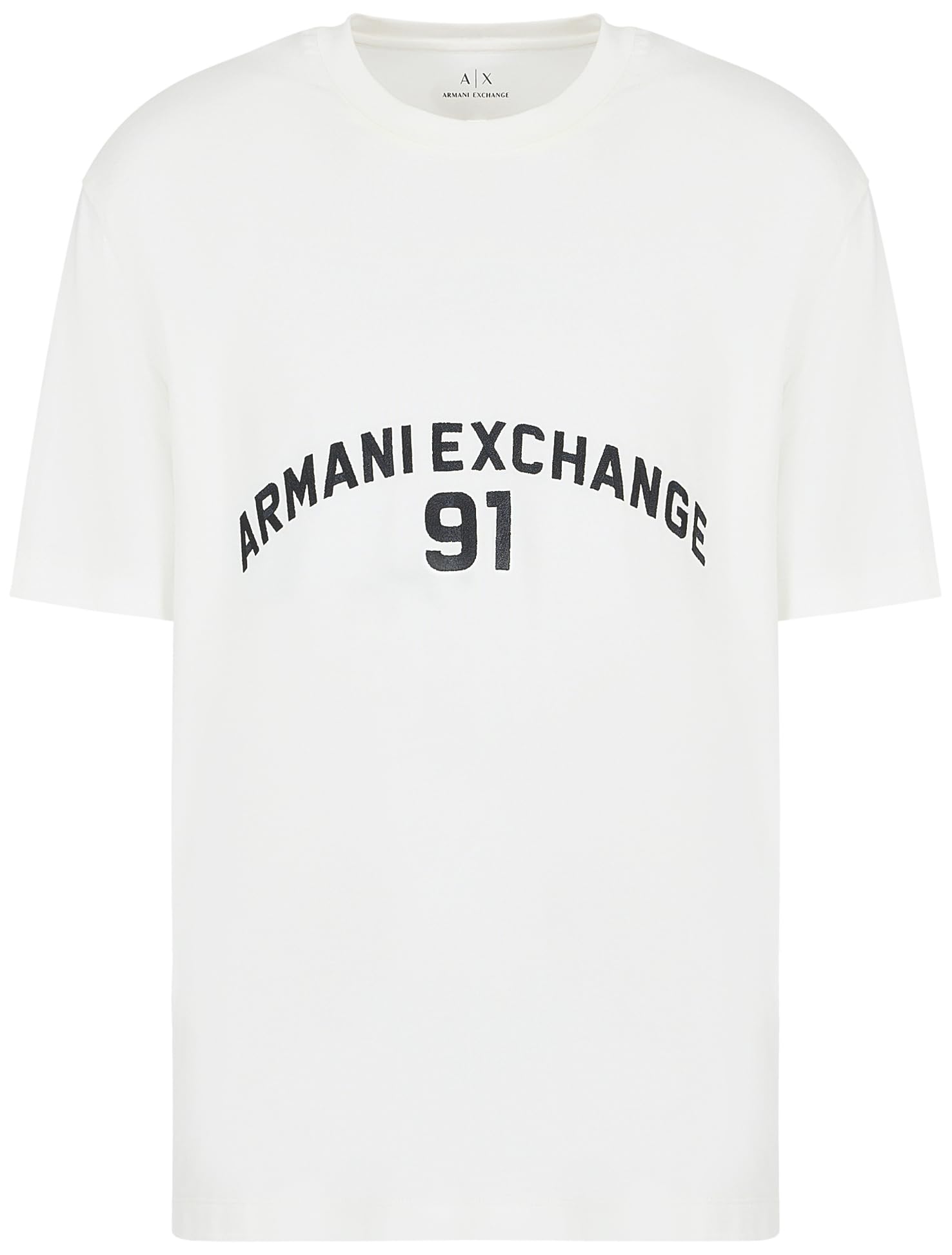 Armani Exchange Camiseta de Ajuste Regular con Logotipo Grande para Hombre, Color Blanco Roto, XS, Blanco Crudo, XS