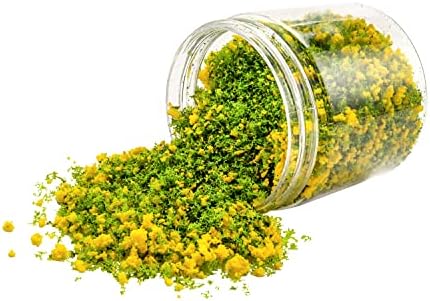 Colorful Tree Powder Model Tree Tufted for DIY Miniature Lowland Model Shrub Bushy Tuft Architecture Building Model Railway Fairy Garden Diorama Scenery (Yellow)