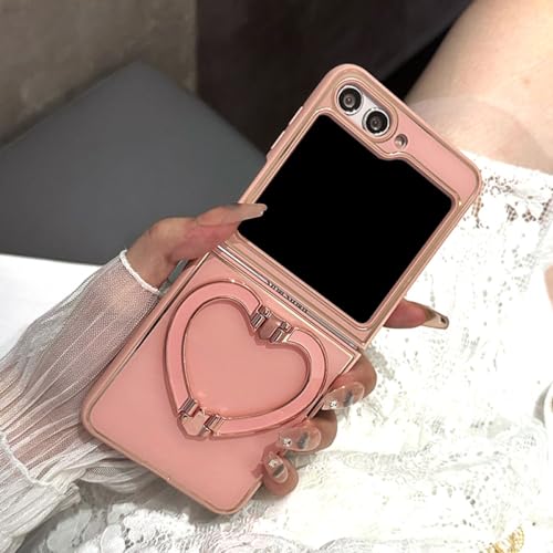 Samsung Galaxy Z Flip 3 4 5 coque rose avec support pour appels vidéo mains libres