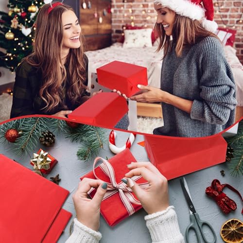 Image of woric 160 Sheets Red Tissue Paper for Gift Bags 20 X 14 Inches | Wrapping Tissue Paper Bulk for Bouquet Crafts Birthday Holiday Decorations