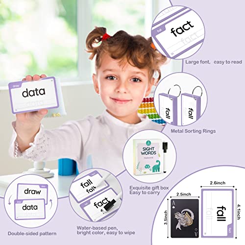 WJPC 58 Cards, 116PCS High Frequency Sight Words Flash Cards (Second-Grade), 1st, 2nd, 3rd Grade, 6,7,8,9 Years Ages Kids Boys Girls Homeschool Phonics Learning Cards to Read, Write. - Image 2