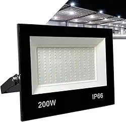 Refletor LED Holofote 200W Branco Frio 6500K - IP66 à Prova d’Água Econômico para Jardim, Fachada e Quintal Premium