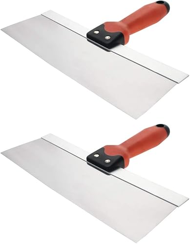 Miniatura 4 de Bettomshin 2 cuchillos de masilla, cuchillo de acero inoxidable de 12 pulgadas con mango de plástico, herramienta raspadora de pintura, cuchillo de
