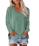 Langarmshirts für Damen: Dieses langärmelige T-Shirt mit V-Ausschnitt eignet sich für die Arbeit, den Sport, den Einkauf oder Ausflüge oder als Geschenk für Ihre Schwester, Geliebte, Kollegin oder Freundin.