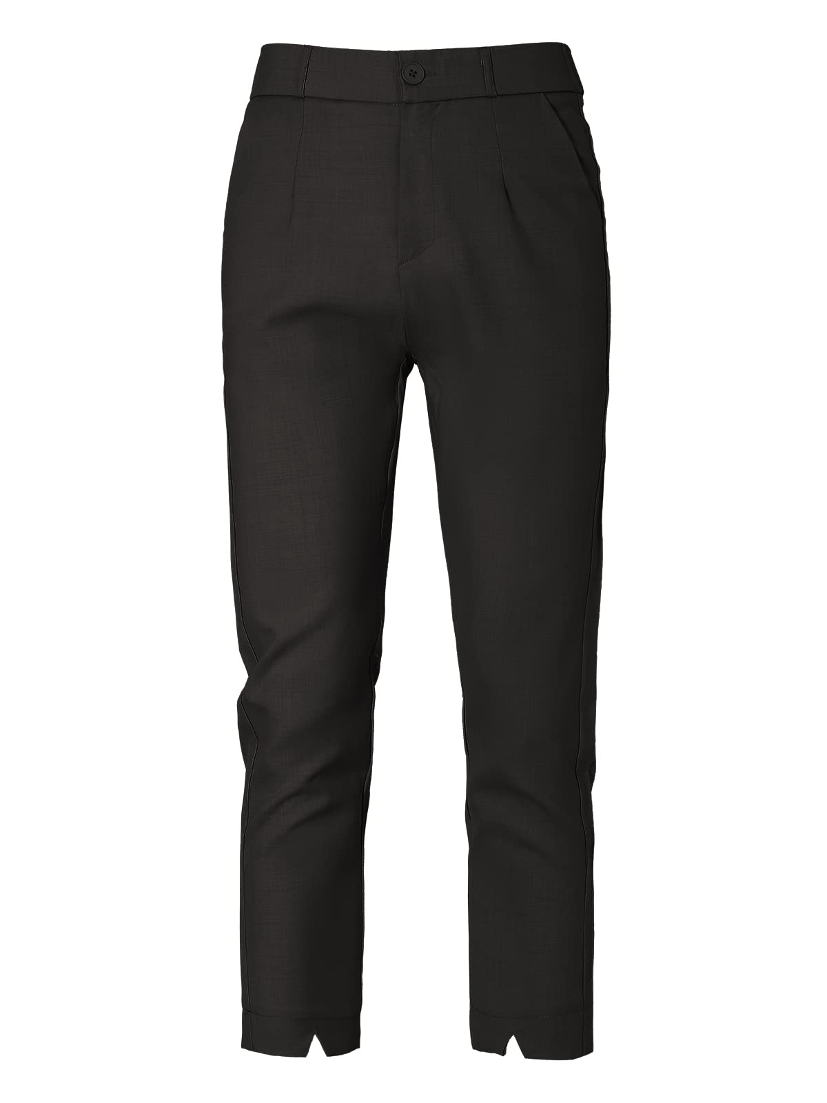 Womens Cropped Dress Pants Elastic Waisted in The Back Business Casual Work Office Trouser with Pockets