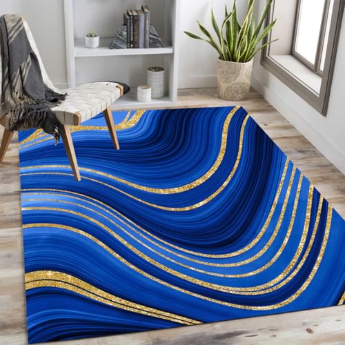 Tapete decorativo moderno azul royal con diseño abstracto 5x7 miniatura 1
