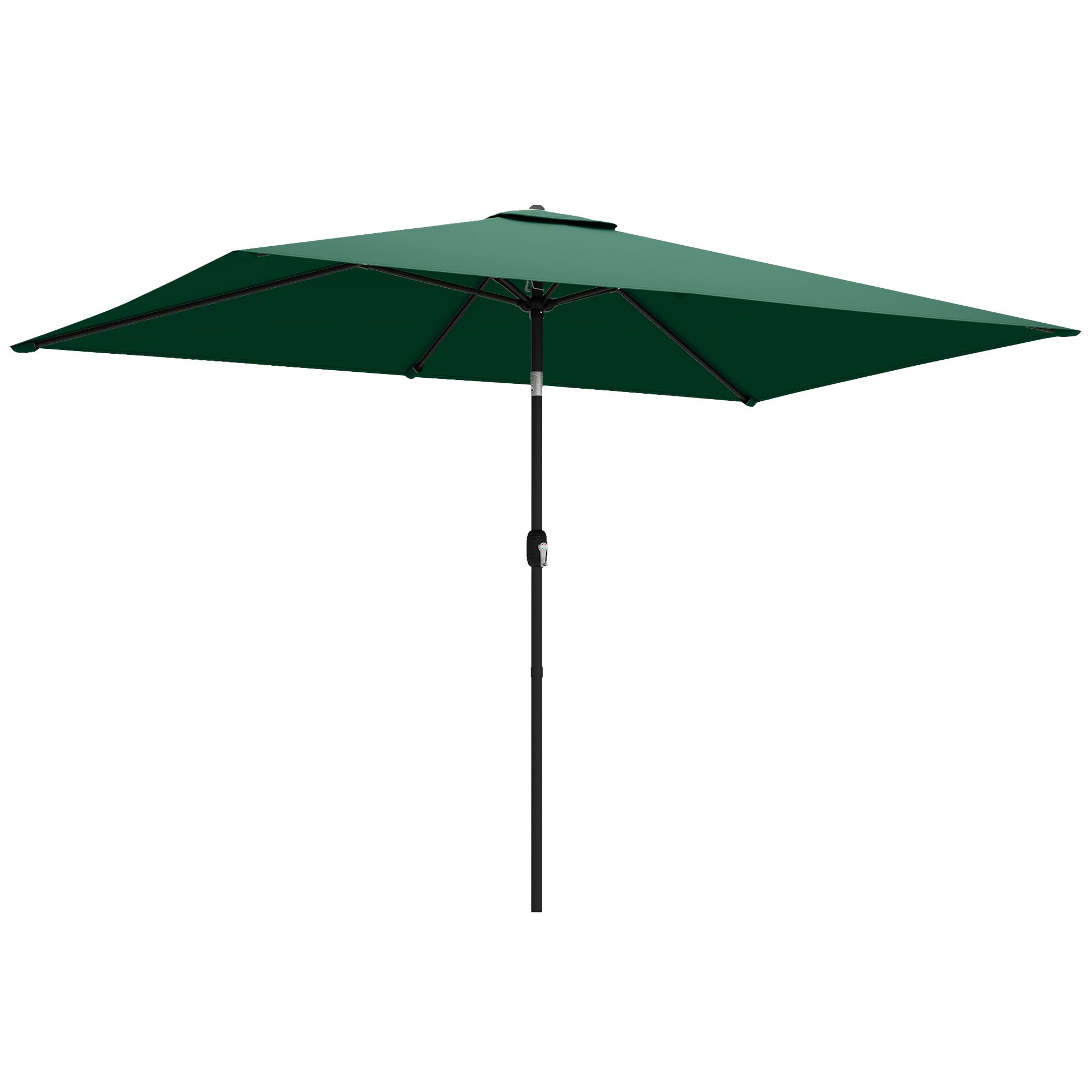Outsunny Sonnenschirm 300 x 200 cm neigbar Balkonschirm mit Kurbel Schutzhülle, UV Schutz, Rechteckig Gartenschirm windfest stabil Marktschirm Sonnenschutz für Garten Balkon Terrasse Grün