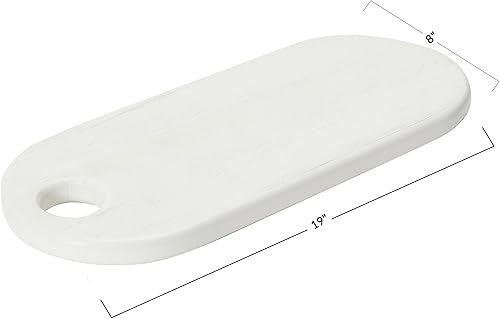 Miniatura 4 de Creative Co-Op Tabla de cortar de madera de acacia, queso/porción blanca texturizada, 19 x 8 pulgadas