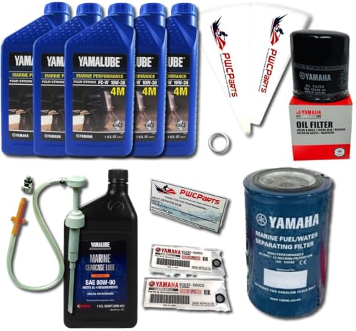 PWCParts Oil Change and Lower Unit Gear Lube Kit with Spin-On Fuel Filter Fits YAMAHA F150 F175 F200