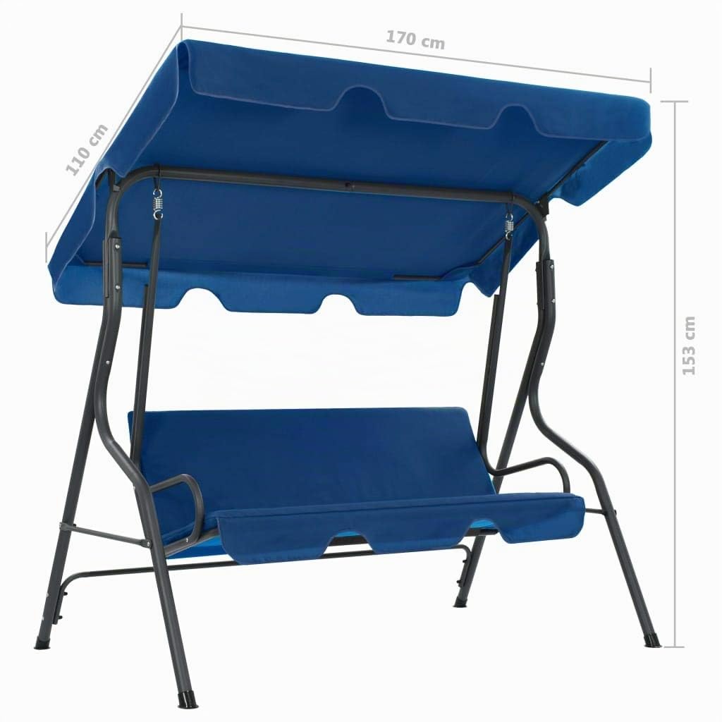 Festnight Dondolo da Giardino a 3 Posti con Tettuccio Parasole Inclinabile in Acciaio 170x110x153 cm Blu Scuro