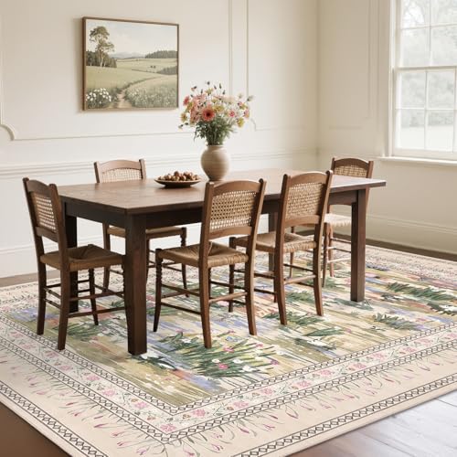 Tapete Floral Garvee 8x10 Lavable para Sala miniatura 7