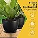 Lifemaster Plant Pots with Multi Drainage Holes - 5 Pieces Versatile, Sturdy Plastic, Stackable Design Home Decor Flower Pots for Indoor and Outdoor Gardening - Black