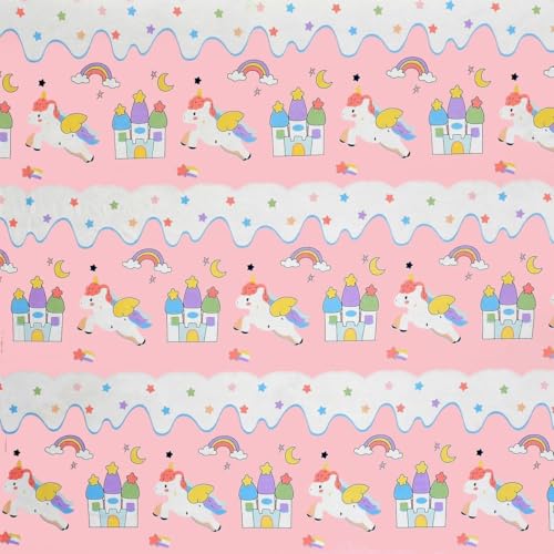 Image of Filymore Star Unicorn Elastic Fitted bedsheet for Kids Room Single Bed 240 TC Soft Microfiber (Size 72x36 inches) fit up to 6 inches Mattress(Color- Peach and White)