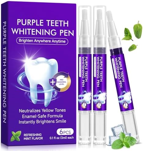 Purple Teeth Whitening Pen, 6PCS Teeth Whitening Gel Essence, Gen...