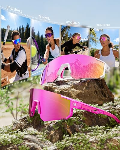 Image of Polarized Sports Sunglasses for Men Women, UV400 Protection Mens Sunglasses Wrap Around Sun Glasses for Cycling Running
