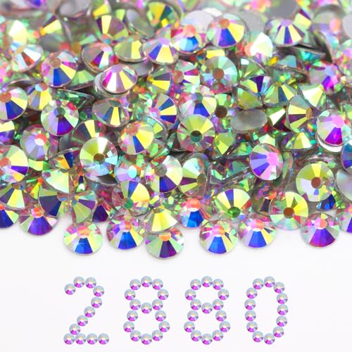 Image of Flatback Rhinestones Bulk, 2880PCS Crystal AB Rhinestones for Clothes DIY Decoration Crafts, Crystal AB, SS30, 6.3-6.5mm