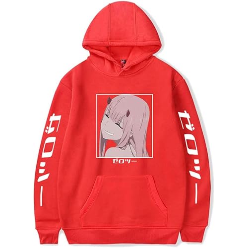 Topcos Unisex Darling in The FRANXX Hoodie Zero Two Cosplay Costume Jacket Hooded Pullover Sweatshirt with Pocket