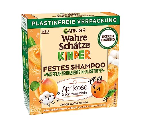 Garnier Solid Children's Shampoo, Mild Care Shampoo for Sensitive Hair and Easy to Comb with Apricot and Cotton Blossom