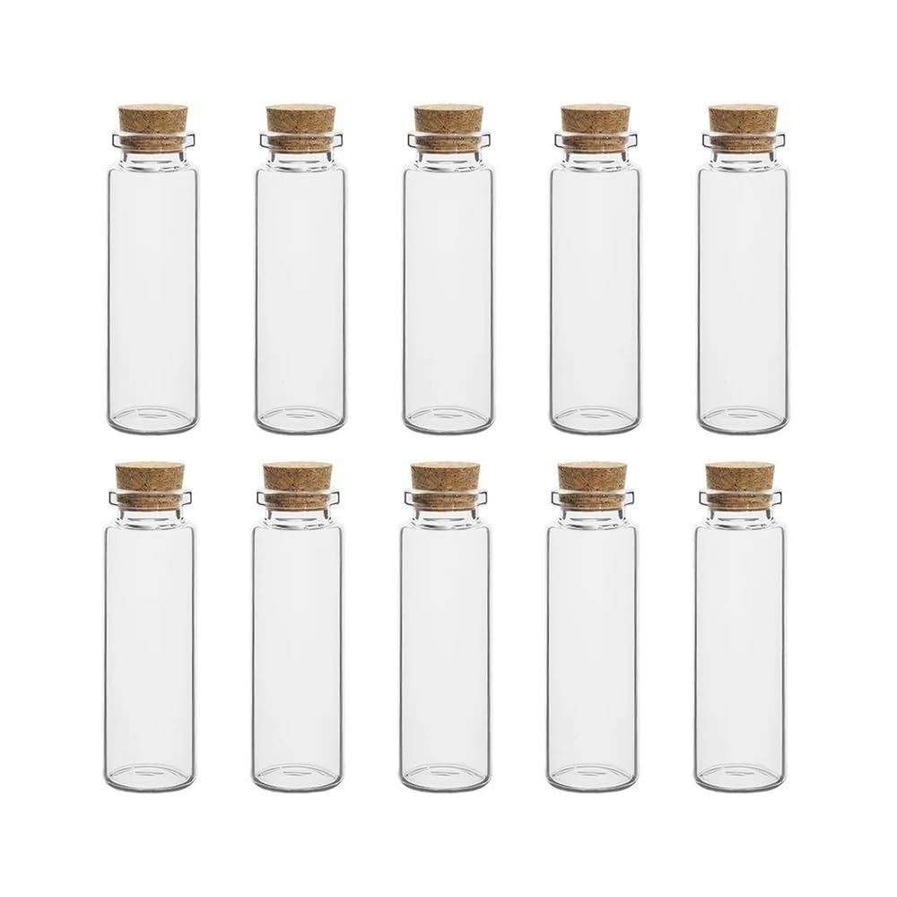 Loacea Glass Vial Small Glass Bottles DIY Craft Jars 5-20ml, Cork Stoppers Drifting Flawless Touch for Party 10pcs(15ml)