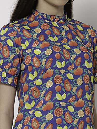 Image of Style Quotient Blue Geometric Print Crepe Top