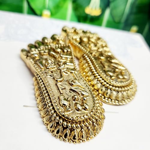 Image of ARNAVIRA Real 24K Gold Plated Maa LakshmiJi Charan Paduka | Maa Lakshmi Feet for Pooja Room /Return Gift & House Warming