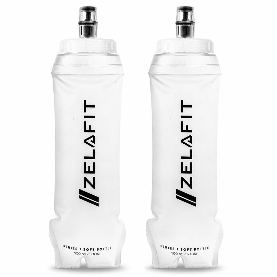 ZelaFit® Running Water Bottle 500ml - Collapsible Water Bottle, Perfect Running Accessories - Hydration Vest Compatible Leakproof Soft Flask - Easy-Fill and Lightweight (2)