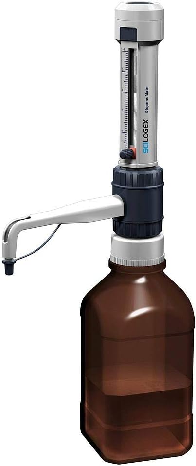 Scilogex SCI-Spense Bottletop Chemical Dispenser, Adjustable Volume, Fully Autoclavable, with Bottle Neck Adaptors, 1-10ml Volume, 1 Year - Bottle Not Included
