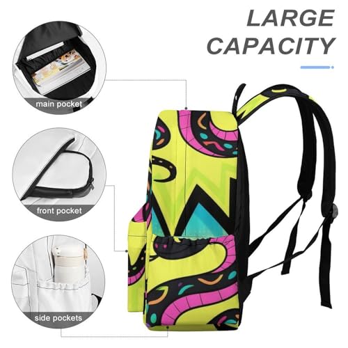 Snake Lightweight Cartoon Backpack, Funny and Cute Laptop Leisure Travel Backpack3