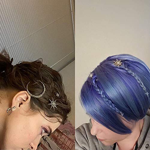 Hedume H-HAIRCLIPS-STARS&MOON-12PC 12 Pack Stars And Moon Hair Clips, Vintage Rhinestone Hair Pin, Metal Alloy Diamond-Studded Hair Accessories thumb #5