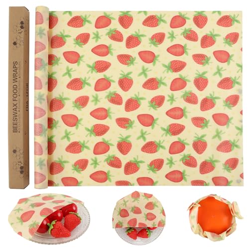 GmeDhc 1 Rollo 33 × 100 cm Papel Encerado, Envoltorio Cera De Abeja, Papel Encerado para Alimentos, Sándwich,Queso,Frutas etc.Reutilizable Envolver, Lavables