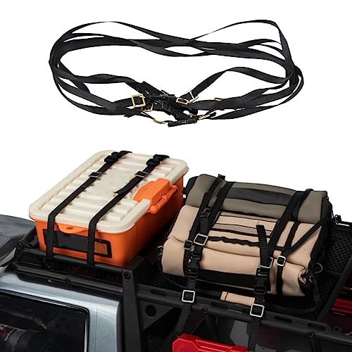 Image of RC Tie Down Straps, Sturdy Adjustable Design for 1 /10 Scale Vehicles, Straps Compatible with roof Rack for Outdoor Transport Racing Camping Events Enthusiasts