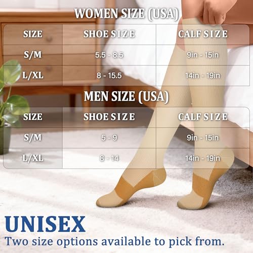 Image of FEYHAY Copper Compression Socks (3 Pairs) 15-20 mmHg Circulation is Best Athletic & Daily for Men & Women, Running, Climbing