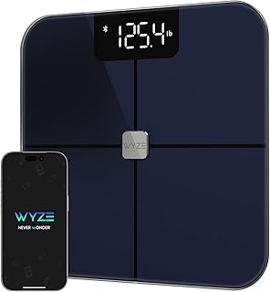 Wyze Scale, Smart Scale for Body Weight, Digital Bathroom Scale for Body Fat, BMI, and Heart Rate, Body Composition Analyzer with App, Batteries Included, Bluetooth, 400 lb (Black)